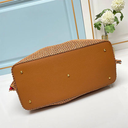 Woven straw tote bag