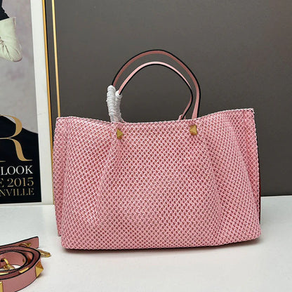 Woven straw tote bag